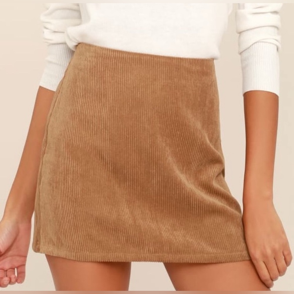 Lulus Head of the Class Brown Corduroy Mini Skirt in XS
